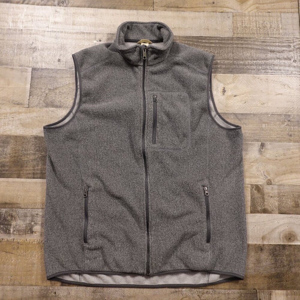 Duluth Trading Co Polartec Fleece Vest Men's XL Tall Gray Full Zip